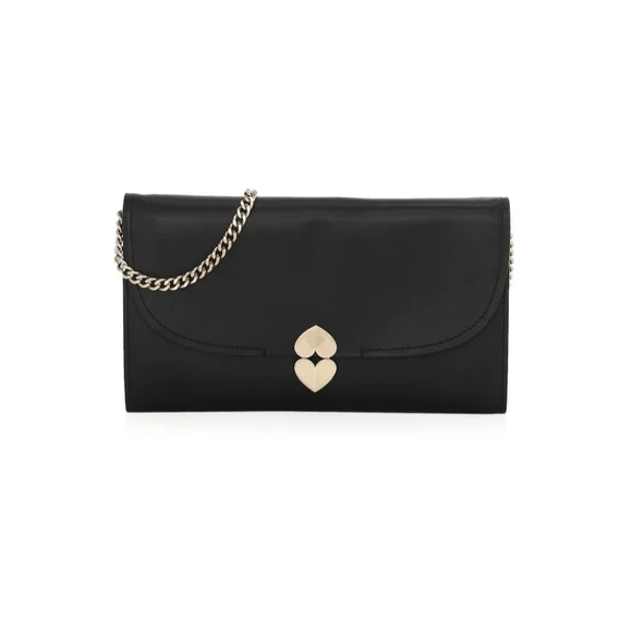 Kate Spade Black Leather Lula Gold Chain Clutch - Picture 4 of 10